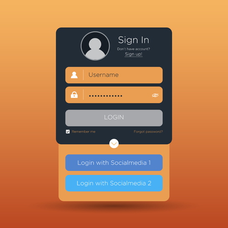 Flat Login User Interface. Sign In Web Element Template Window. Business Website Modern UIのイラスト素材