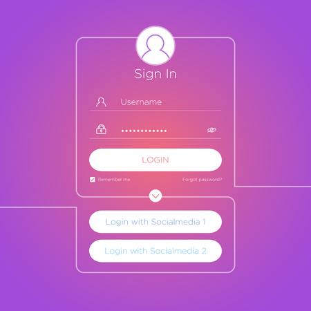 Flat Login User Interface. Sign In Web Element Template Window. Business Website Modern UIのイラスト素材