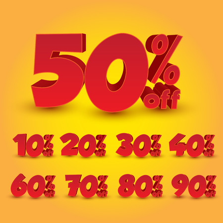 Set of 3D Promotional Discount - Vector Illustrationのイラスト素材