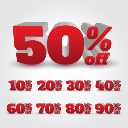 Set of 3D Promotional Discount - Vector Illustrationのイラスト素材
