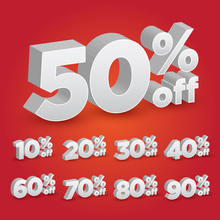 Set of 3D Promotional Discount - Vector Illustrationのイラスト素材