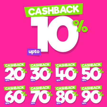 Complete Set (10% to 90%) of Cashback Vector Sale Tagsのイラスト素材