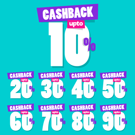 Complete Set (10% to 90%) of Cashback Vector Sale Tagsのイラスト素材