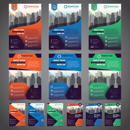Corporate Business Flyer Design Template with 3 Various Options. Vector Illustration.のイラスト素材