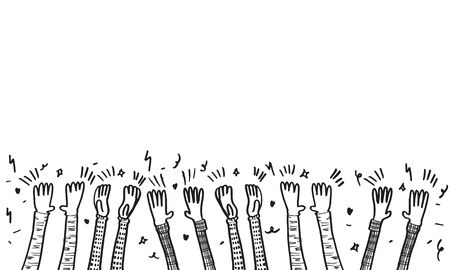 doodle sketch style applause on white background.hand drawn of applause. design element hand drawn.のイラスト素材
