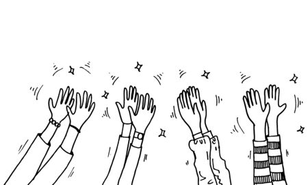Hand Drawn sketch style of Human hands clapping ovationのイラスト素材