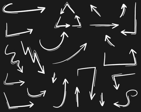 hand drawn arrows vector with doodle style isolated on white background for business element or decorative design.のイラスト素材