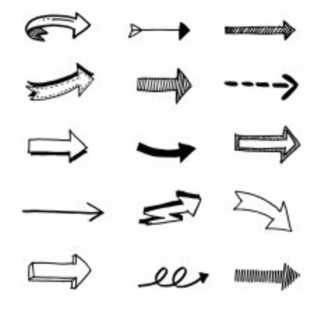 illustration hand drawn of vector Arrow Set ,doodle style.のイラスト素材
