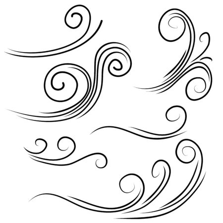hand drawn wind gust isolated on a white background. Doodle vector illustration.のイラスト素材