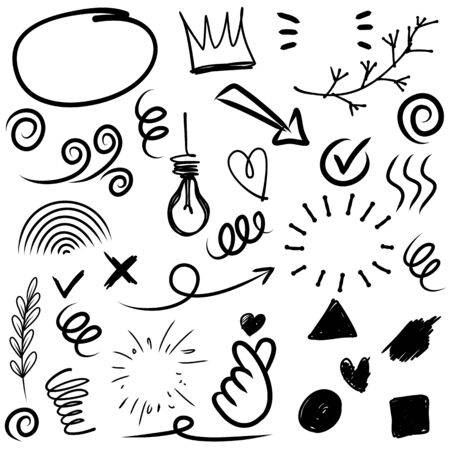 Hand drawn set elements, for concept design. vector illustration.のイラスト素材