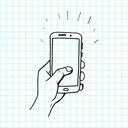 Hand drawn Smartphone. Smartphone icon design element. Logo element illustration.のイラスト素材