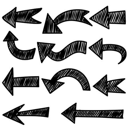 set of hand drawn arrows .Vector doodle design elements. Illustration on white background.for business infographic, banner, web and concept design.のイラスト素材