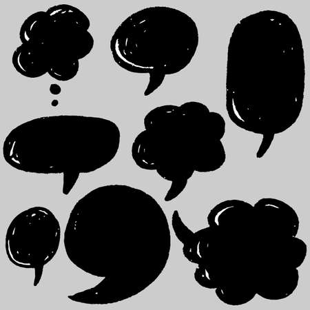 Hand drawn set of speech bubbles. Vector illustration.のイラスト素材