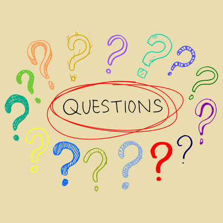 Set of hand drawn question marks. doodle questions marks set. vector illustration.のイラスト素材