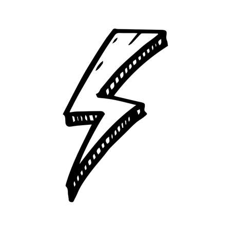 hand drawn vector doodle electric lightning bolt symbol sketch illustrations. thunder symbol doodle icon .design element isolated on white backgroundのイラスト素材