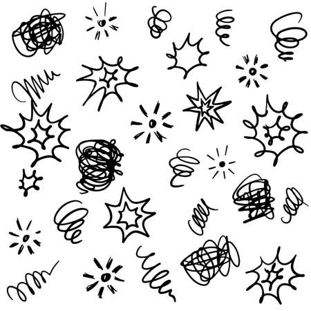 Hand drawn set elements, for concept design. doodle Swearing isolated on white background . vector illustration.のイラスト素材