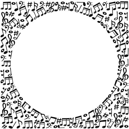 doodle music notes pattern background. Abstract musical on white  background.のイラスト素材