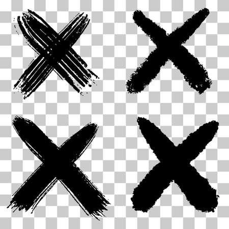 set of hand drawn X Marks isolated on white background. Two Crossed Vector Brush Strokes.sketch check marks.のイラスト素材