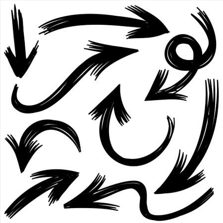 set of hand drawn arrows .Vector doodle design elements. Illustration on white background.for business infographic, banner, web and concept design.のイラスト素材