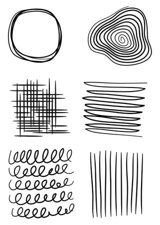 Set of hand drawn line art abstract graphic elements, for decoration, invitations, posters, card, fabric.vector illustration.のイラスト素材