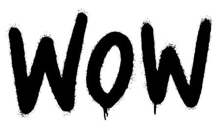 graffiti spray wow word isolated on white background. vector illustration.のイラスト素材