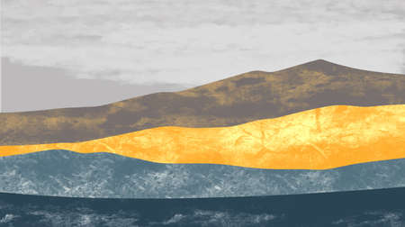 Abstract mountain landscape, Natural landscape background. Creative minimalist hand painted design for wall decoration, postcard or brochure design.vector illustration.のイラスト素材