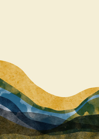 Abstract mountain landscape. Minimalist design. Abstract water color. vector background illustration.のイラスト素材
