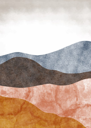 Abstract mountain landscape, Minimalist design. Abstract water color. vector background illustration.のイラスト素材