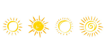 set of doodle sun.Design elements. vector illustration.のイラスト素材
