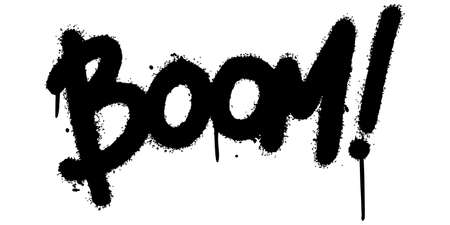 graffiti boom word sprayed isolated on white background. Sprayed boom font graffiti. vector illustration.のイラスト素材