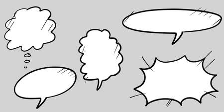 Hand drawn set of speech bubbles isolated . Doodle set element. Vector illustration.のイラスト素材