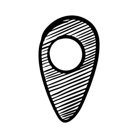 hand drawn Coordinates Location Point Gps doodle icon isolated on  white background. vector illustration.のイラスト素材