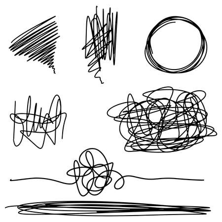 doodle sketchy pen and scribble isolated on white background . vector illustrationのイラスト素材
