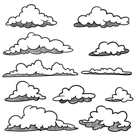 Doodle set of Hand Drawn Clouds isolated for concept design . vector illustration.のイラスト素材