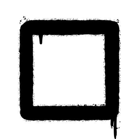 graffiti spray square frame with over spray in black over white. vector illustration.のイラスト素材