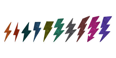 Watercolor hand drawn electric lightning bolt symbol. thunder symbol doodle icon .design element...