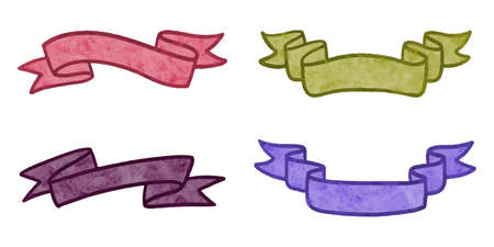 Watercolor hand drawn ribbon isolated on white background. vector illustration.のイラスト素材