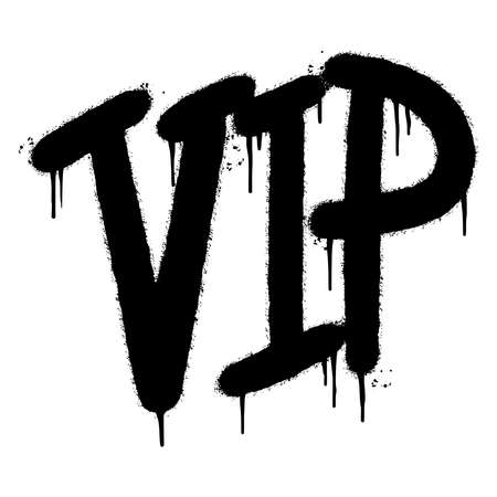 graffiti vip word sprayed isolated on white background. Sprayed Amazing font graffiti. vector illustration.のイラスト素材