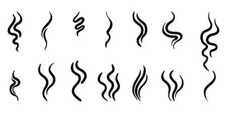 set of doodle smoke symbol. Aroma smell icon. hand drawn Vector illustration.のイラスト素材