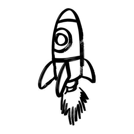 Doodle sketch style of rocket cartoon hand drawn illustration for concept design.のイラスト素材