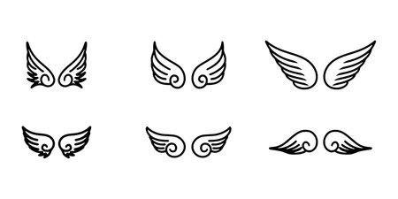 Doodle sketch style of Abstract Wings cartoon hand drawn illustration for concept design.のイラスト素材
