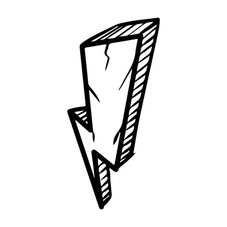 Doodle sketch style of electric lightning bolt symbol vector illustration for concept design.のイラスト素材