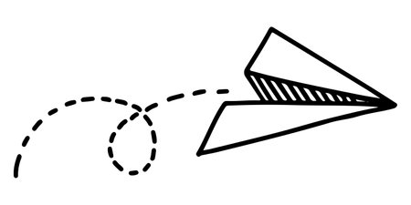 Doodle sketch style of paper plane icon vector illustration for concept design.のイラスト素材