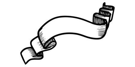 Doodle sketch style of ribbon banner hand drawn illustration. for concept design.のイラスト素材