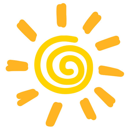 Doodle sketch style of sun cartoon hand drawn illustration for concept design.のイラスト素材