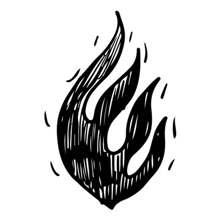 Doodle sketch style of Hand drawn fire isolated on white background. vector illustration.のイラスト素材