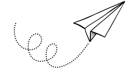 Doodle sketch style of paper plane icon vector illustration for concept design.のイラスト素材