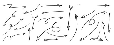Set of Hand drawn vector arrows doodle on white background. design element vector illustration.のイラスト素材
