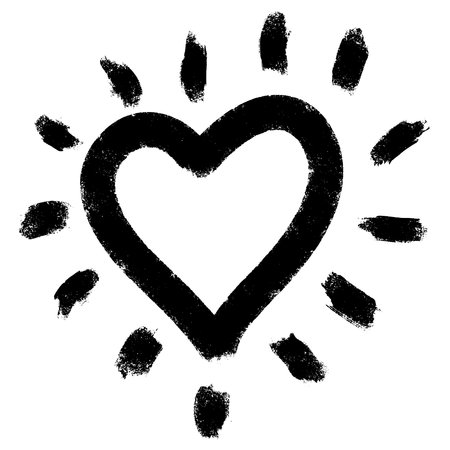 Doodle sketch style of heart cartoon hand drawn illustration for concept design. Bold brush drawn heart. vector illustration.のイラスト素材