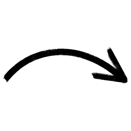 Hand drawn vector arrow doodle on white background. Bold brush drawn arrow. vector illustration.のイラスト素材